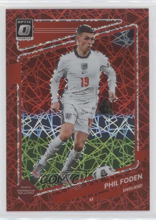 2021-22 Panini Donruss Road to Qatar Optic Red Velocity Prizm Phil Foden #53 9v7