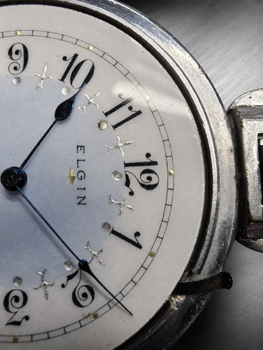 🔥Elgin BW Raymond UNREAL FANCY DIAL 19J RR Grade Special Variation Pocket Watch - Picture 5 of 16