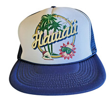 Vintage Hawaii Trucker Snapback Hat 80s 90s Palm Tree Nissin Cap