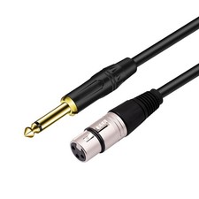 Female XLR to 1/4 6.35mm TS Mono Jack Unbalanced Microphone Cable Mic Cord ...