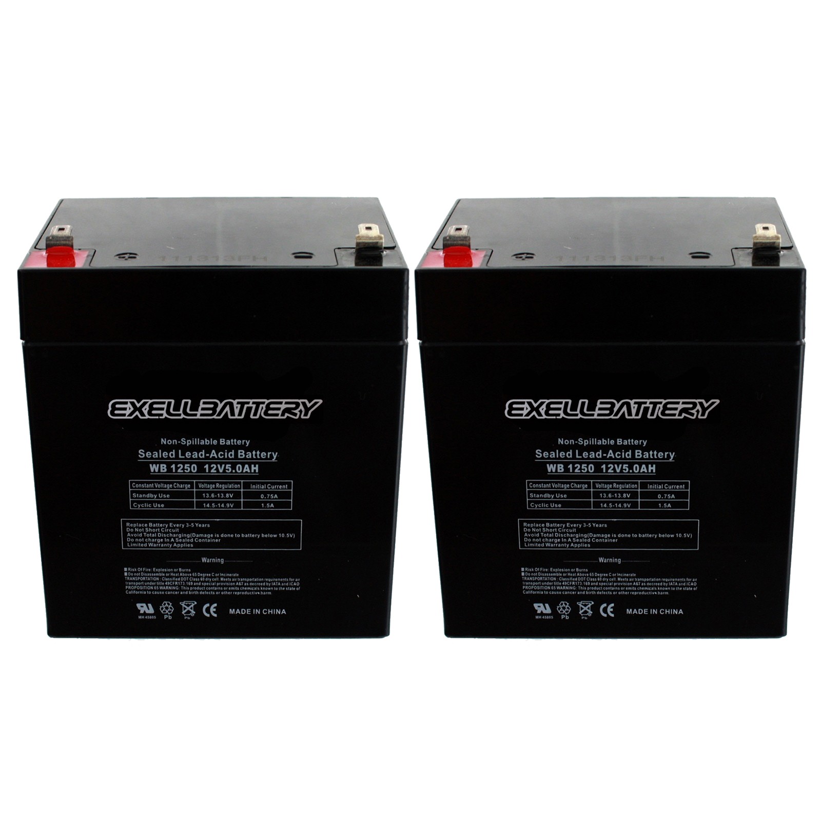 Exell 2 Pack - Razor E100 E125 E150 Electric Scooter battery 12V 5AH