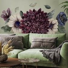 Large Flower Wall Art Decals 3D Boho Fabric Floral Wall Stickers for Girls