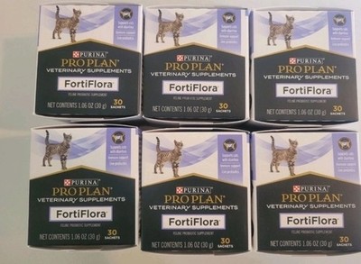 6X Purina Pro Plan Fortiflora Pro biotics for cats 30 sachets 180 total READ