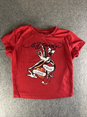 ED HARDY Women's Red TRUE LOVE Crop Top SHIRT SIZE Medium Y2k | eBay