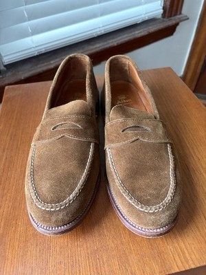 WORN 3x| ALDEN 11.5E UNLINED SNUFF SUEDE LHS HANDSEWN LOAFERS SHOES 6243F 11.5 E