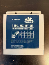Mac Tools Professional 15 pc Piece Metric short series Hex Key set Metal Tray MM
