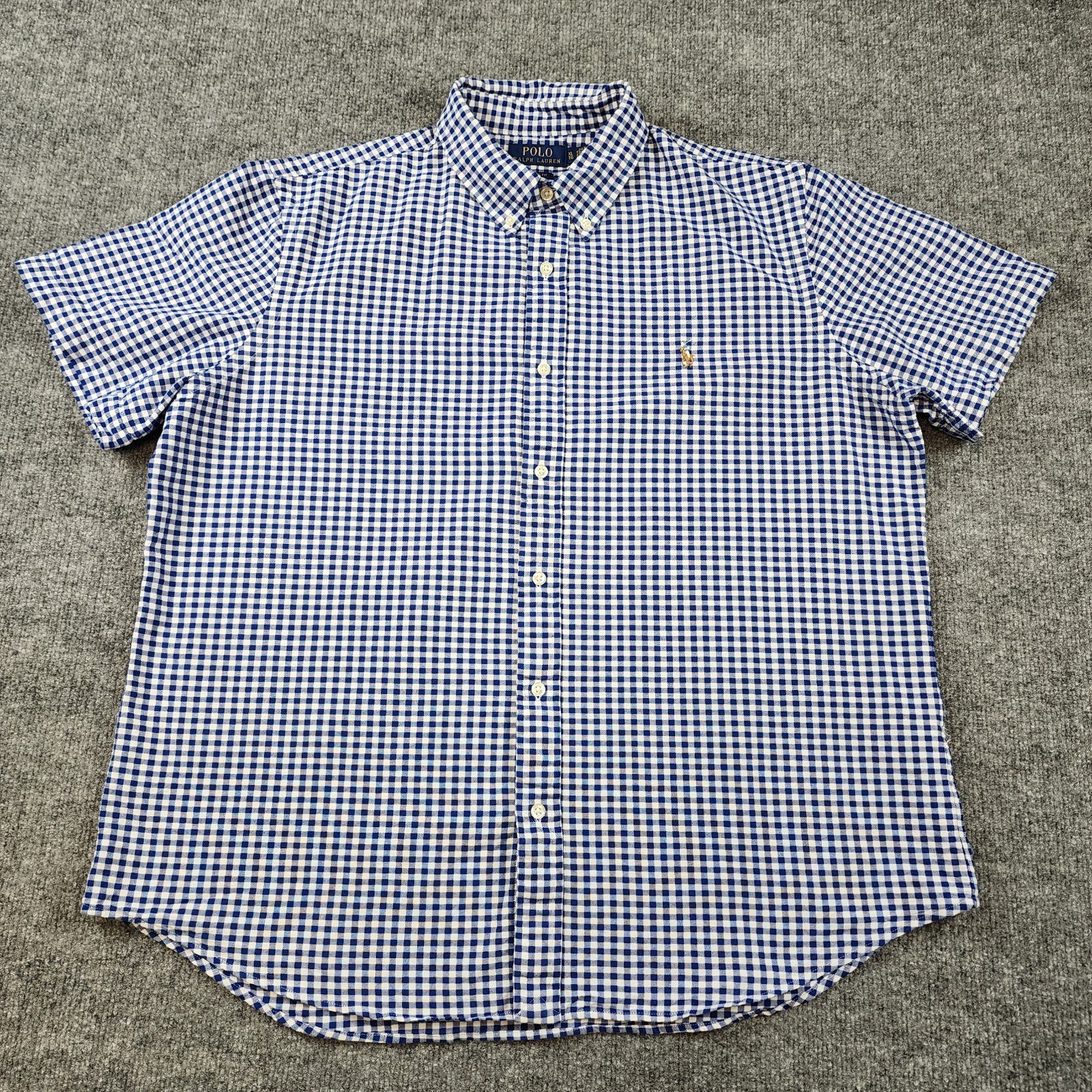 Polo Ralph Lauren camicia abbottonata uomo XL Gingham carne pony manica corta