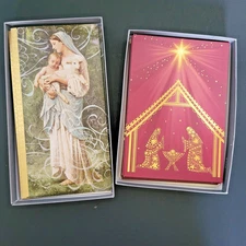 Hallmark Crown Christmas Cards Lot of 22 Nativity Jesus Foil Detail w Envelopes