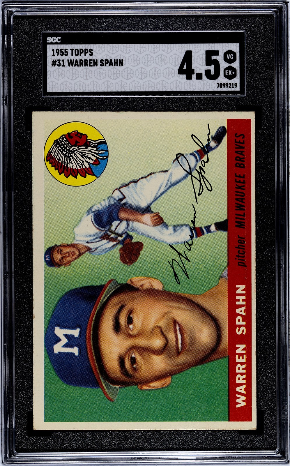 1955 TOPPS #31 WARREN SPAHN SGC 4.5 NEWLY GRADED - NICE!