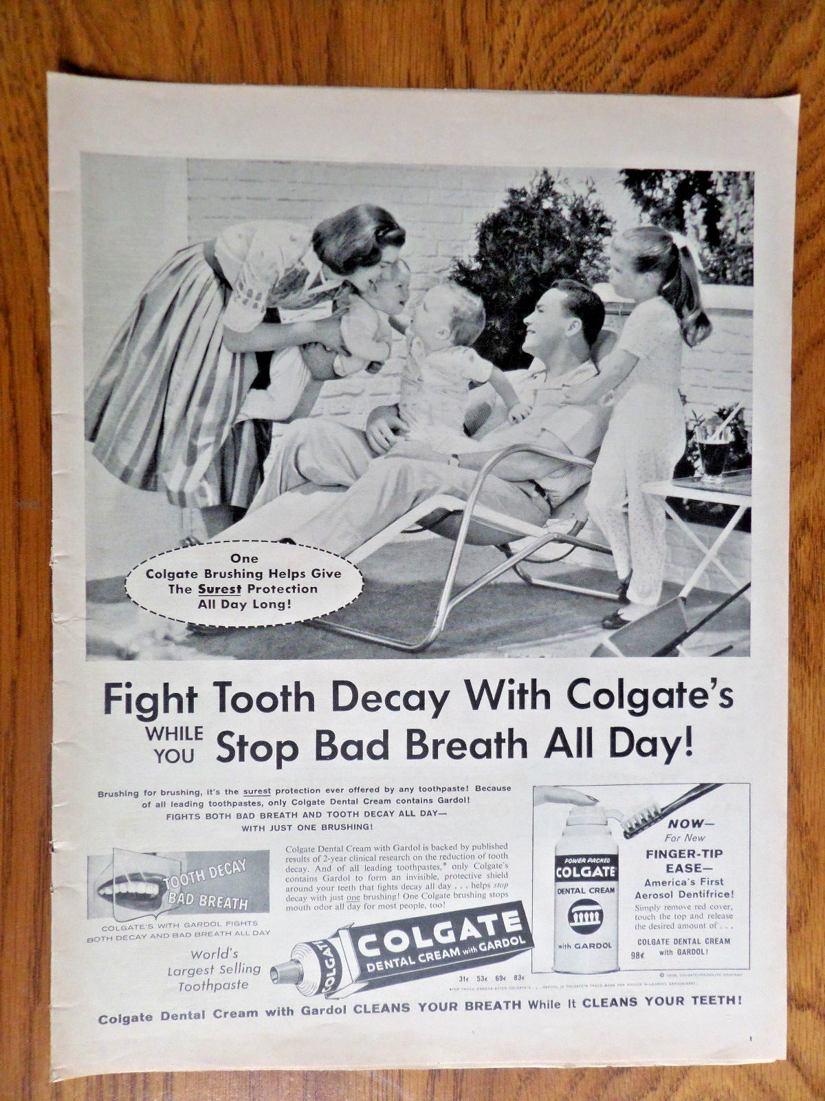 1958 Colgate Toothpaste Dental Cream with Gardol Ad Family theme eBay