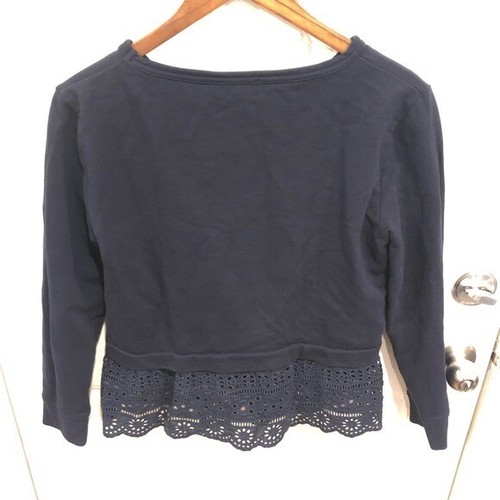 J. Crew Navy Blue Eyelet Hem Sweatshirt - Picture 7 of 7