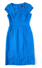 Adrianna Papell Royal Blue 60's Style Cap Sleeve Sheath Pencil Straight Dress 2