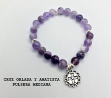 PULSERA MEDIANA 18CM CRUZ ORLADA PARRAVICINI Y AMATISTA PLATA 925ML