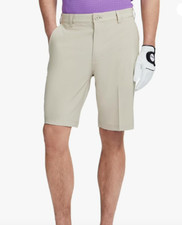 IZOD Golf Mens Swingflex Flat Front Straight Beige SHORTS 30x9.5 NWT