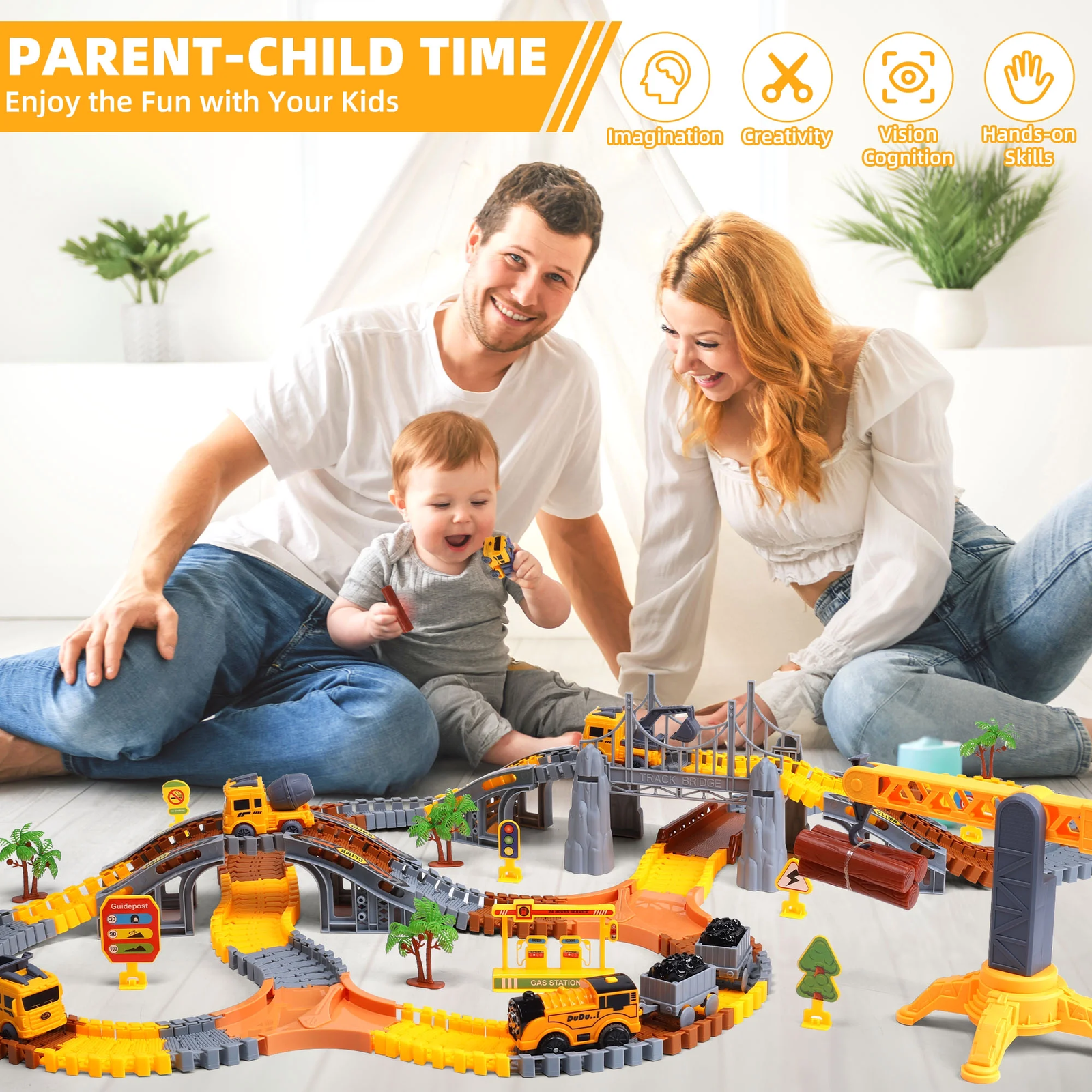 Contruction Raceway 281 PCS Construction Race Track Construction Toy Build Unique Tracks ...