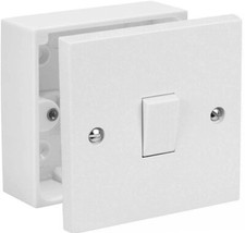 Single Wall Light Switch & 25mm Back Box Pattress 1 Gang 2 Way Switch Electrical