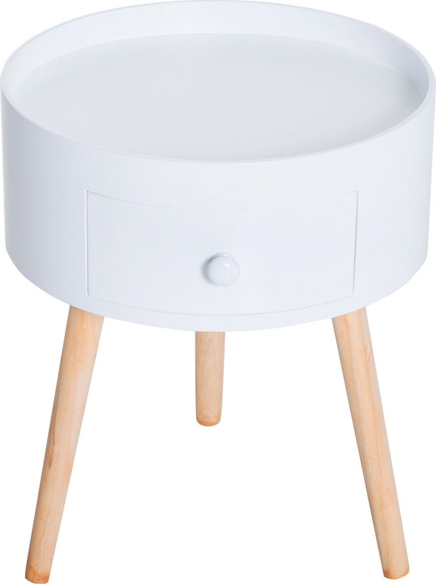 DecHome Tavolino Da Caffe Rotondo Con Cassetto Moderno Grigio