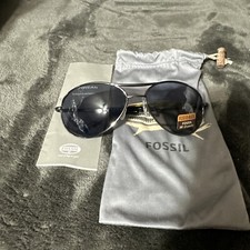 Vintage Fossil Sunwear Brandt Mens Sunglasses Oval Black Metal Frames 62mm