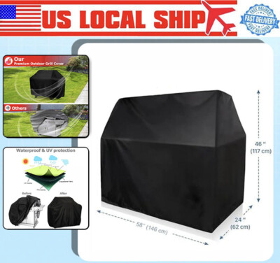 Heavy Duty 58'' Grill Cover w/Hem Drawstring Fits Weber E-310/E-320/Genesis 300
