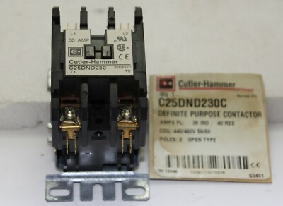 CUTLER HAMMER C25DND230C 30A  IND 40A RES COIL 440/480V 50/60Hz 2 POLES OPEN TYP
