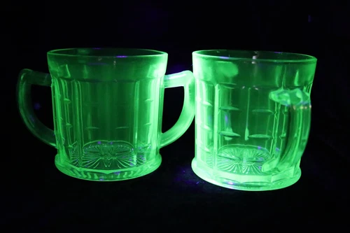 Vintage Depression Reactive Glass Uranium Hazel Atlas Sugar Bowls