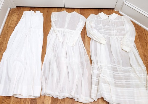Vestido hndmde vintage década de 1940 organdy blanco 3 piezas para niñas primera comunión/confirmación - Imagen 11 de 13