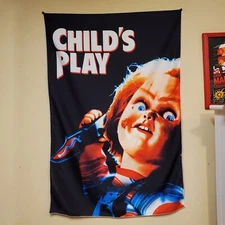 Child's Play Chucky banner 2x3 foot tapestry 🔪 VHS 80's horror movie wall flag
