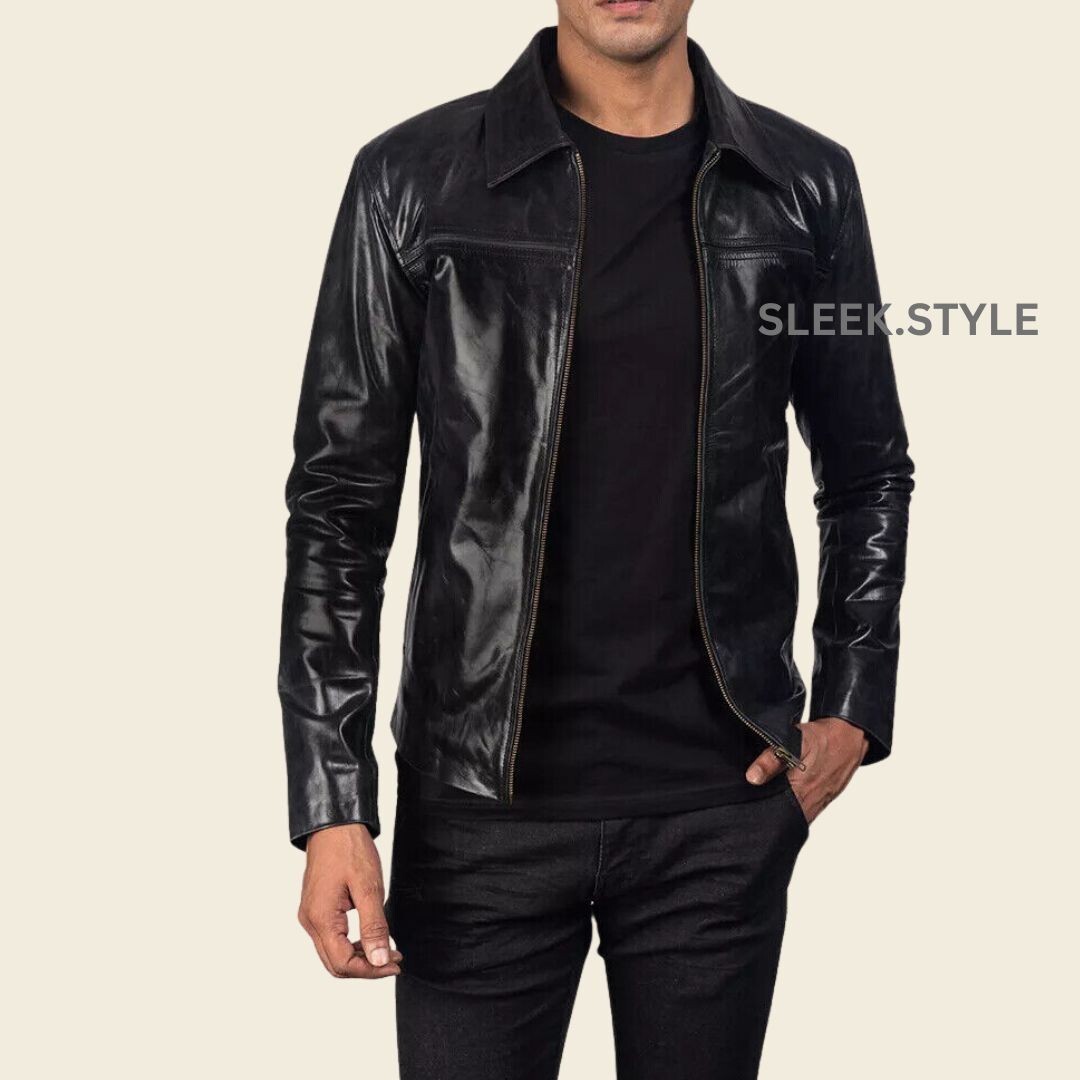 Men's Genuine Lambskin Leather Biker Jacket Stylish Fashion Elegance 100% New