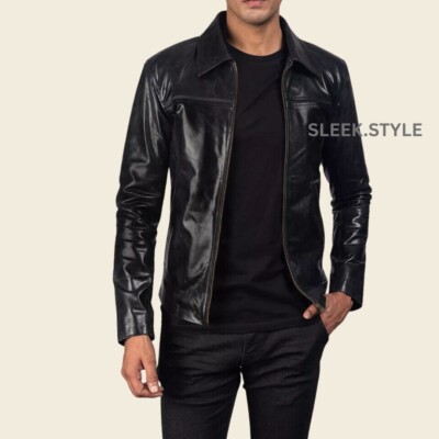 100% New Fashionable Elegance Mens Leather Jacket Genuine Lambskin Stylish Coat