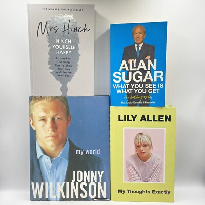 4 X AUTOBIOGRAPHY BOOK BUNDLE CELEBRITY ALAN SUGAR JONNY WILKINSON LILY ALLEN 