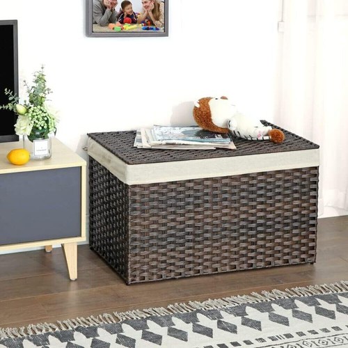 Storage Basket with Lid, 42.3 Gallon Storage Bin, Woven Blanket Storage Basket - Picture 7 of 9