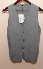 NEW NWT John Smedly Telford Waistcoat Vest Merino Wool Silver Small Made in UK