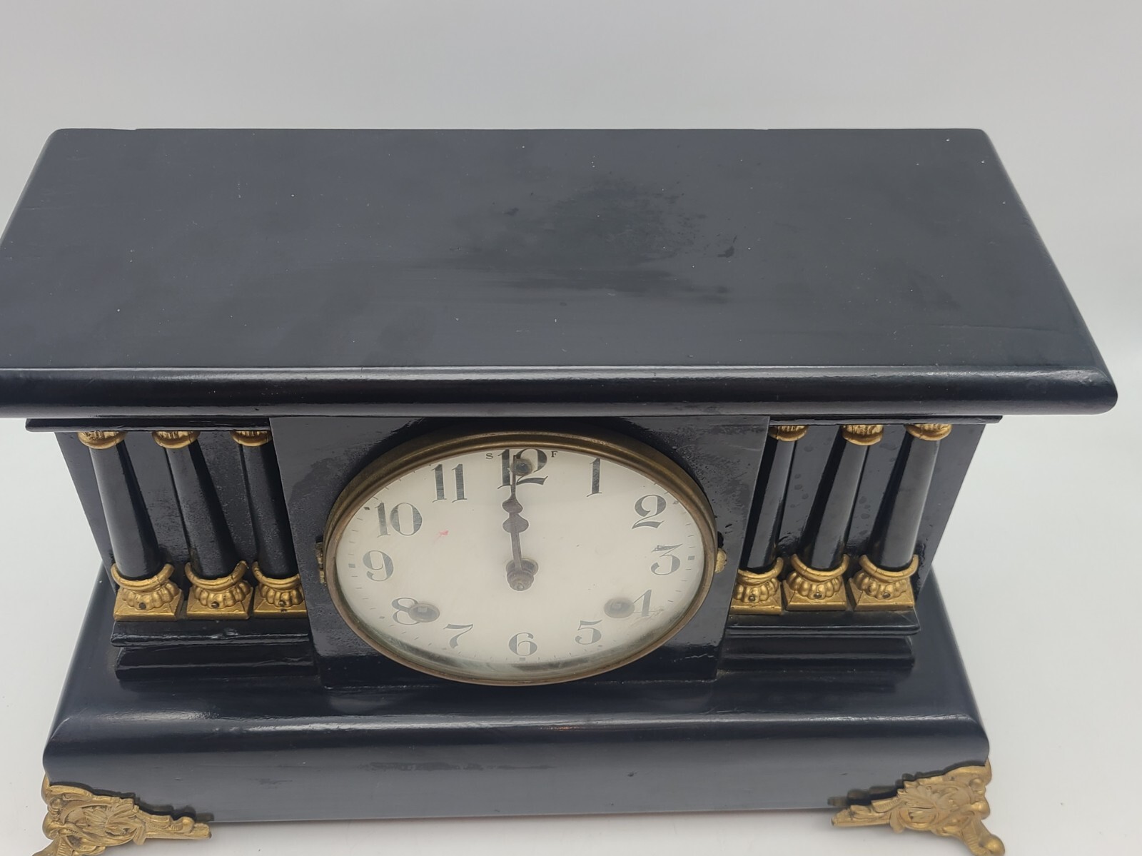 Antique Waterbury Mantle Clock Column Very Ornate Key beautiful condition Note eBay