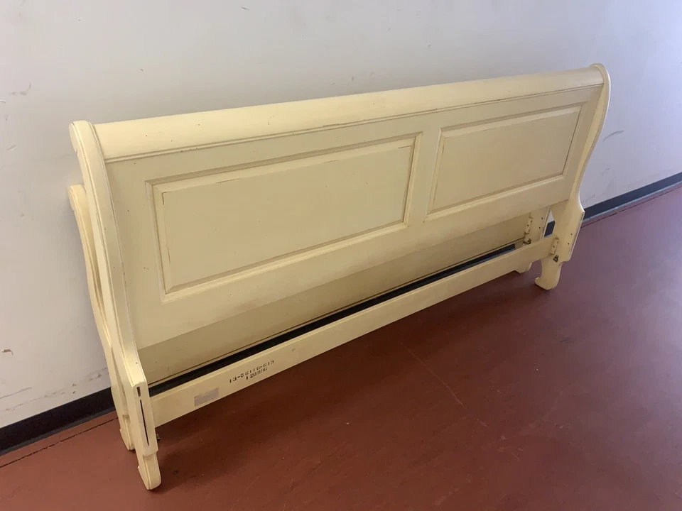 Ethan Allen French Country pickled distressed king size sleigh bed 13-5611 - Image 2 of 4