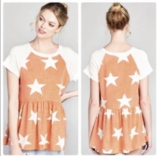 NWT FRENCH TERRY LINED STAR TEE HIGH LOW ~🇺🇸MADE IN THE USA