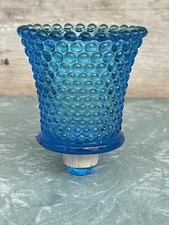 Vintage Blue Bubble Hobnail Glass Peg Votive Cup Candle Holder