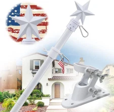 6Ft Tangle-Free Flag Pole Kit - Heavy Duty for 4x6 Flags White
