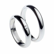 COPPIA DI ANELLI FEDINE CON ZIRCONE IN ARGENTO 925 FIDANZAMENTO CON INCISIONE