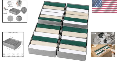 Elegant 4-Pack T-Shirt Drawer Organizers - 6 Grids for Optimal Clothing Storage - Picture 2 of 9