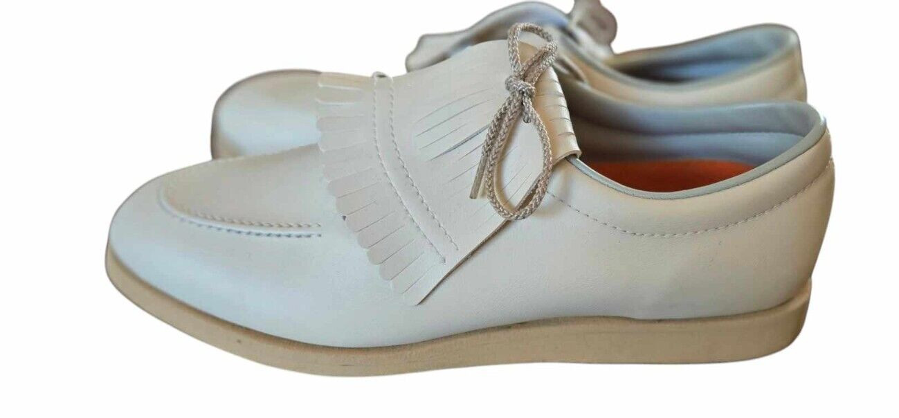 Zapatos de golf Etonic para mujer con clavos de metal blanco roto talla 9 Champ Lite-Wate NUEVO