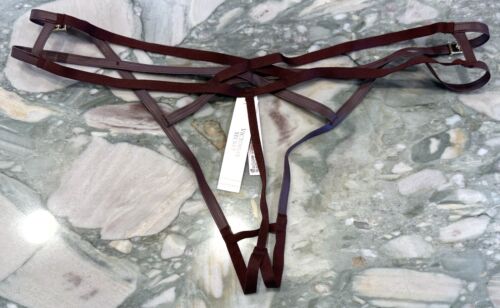 NEW Victoria Secret Very Sexy Faux Leather Open V-String - Burgundy Brown - XL - Picture 3 of 5