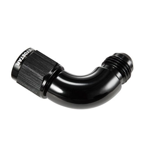Adaptateur Pivotant 90° AN6 Femelle-femelle - Aluminium Anodisé Noir - Parfait Pour Circuits Huile, Carburant, Liquide De Refroidissement