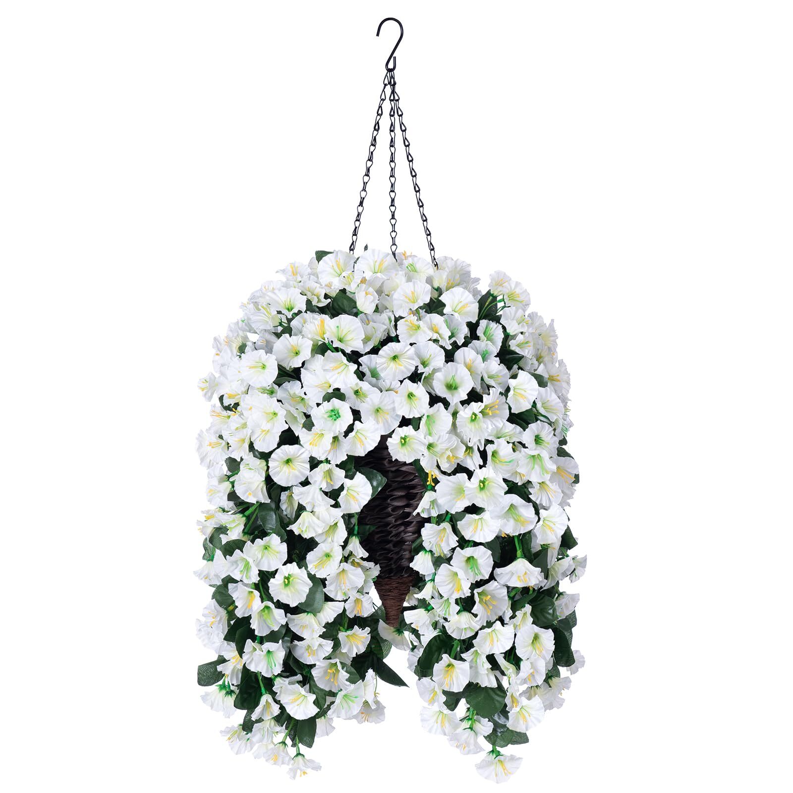 Artificial Faux Hanging White Flowers Plants Basket for  Assorted Colors