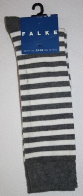 Falke NEU Ringel-Kniestrümpfe Grau-Weiß Gr. 27-30