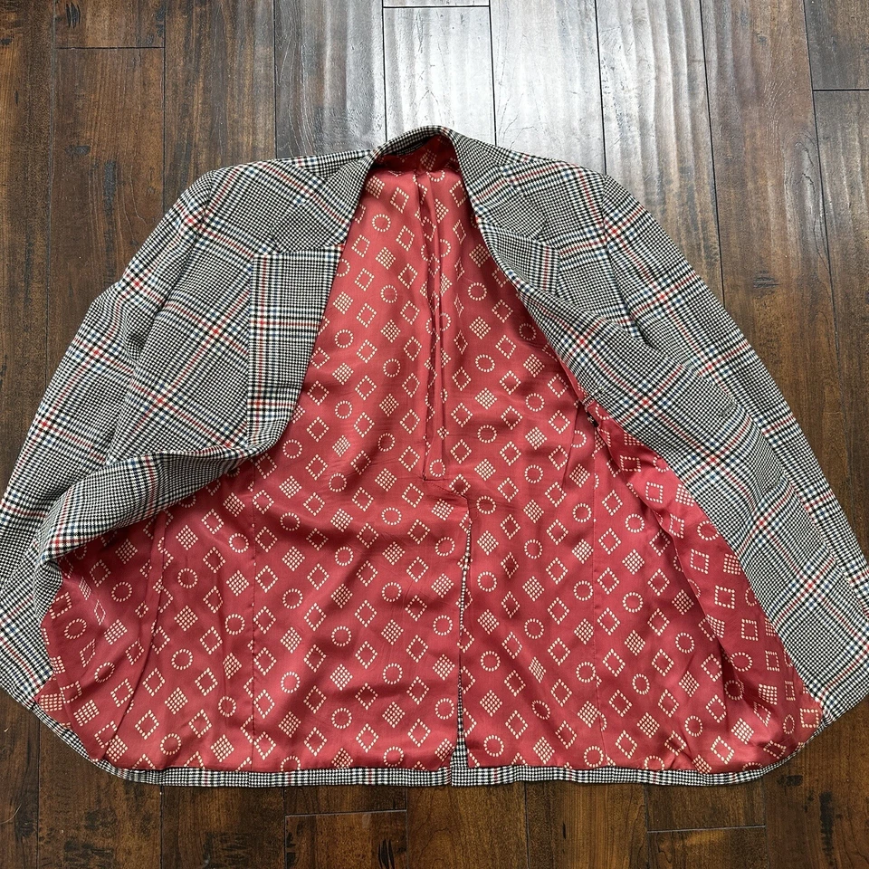 Chaqueta deportiva gris Cashemere de colección años 60 y 70 traje para hombre 46 Rockabilly rayas a cuadros Foto 2 de 4
