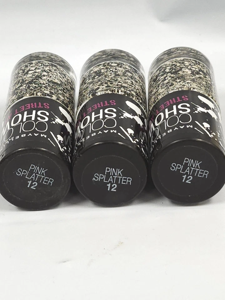 Esmalte de uñas Maybelline Color Show Street Art # 12 rosa salpicaduras 0,23 oz Ea 3 piezas Foto 2 de 2