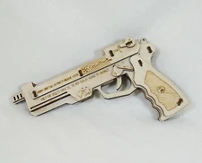 Rubber Band Pistol Gun 3D Wood Puzzle Kit DIY Gift Semi/Fully Automatic Beretta