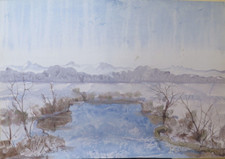 Tableau Vintage Paysage Peint