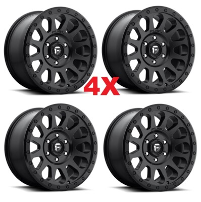 17 BLACK WHEELS RIMS FUEL VECTOR BLACK RING METHOD RHINO