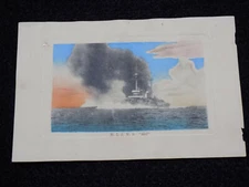1904 Russo-Japanese War IJN Navy Postcard - HIJMS Aki - Hand Painted